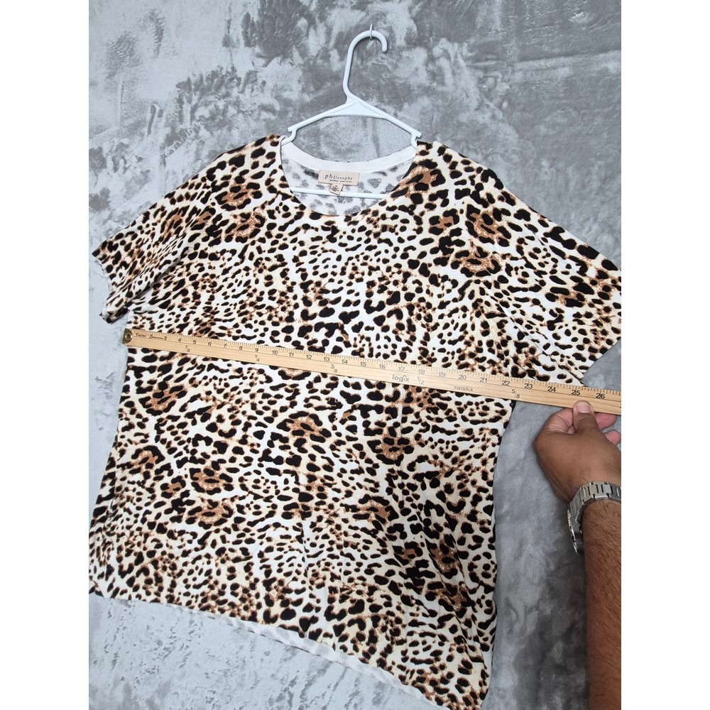 Philosophy Republic Clothing Leopard Print Knit Top Womens 2X Short Sleeve Tan - Picture 5 of 7